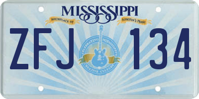 MS license plate ZFJ134