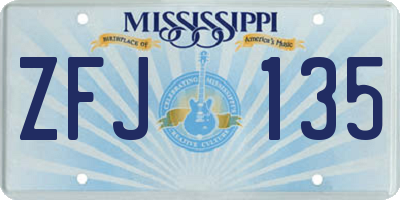 MS license plate ZFJ135