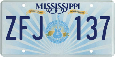 MS license plate ZFJ137