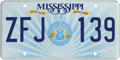 MS license plate ZFJ139
