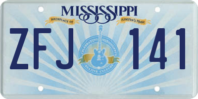 MS license plate ZFJ141
