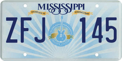 MS license plate ZFJ145