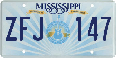 MS license plate ZFJ147