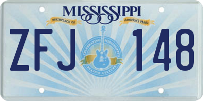 MS license plate ZFJ148