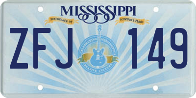 MS license plate ZFJ149