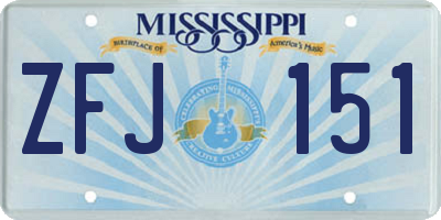 MS license plate ZFJ151