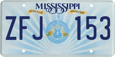 MS license plate ZFJ153