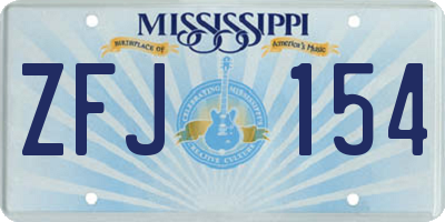MS license plate ZFJ154
