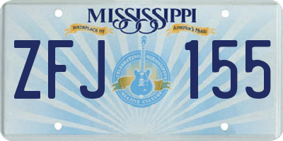 MS license plate ZFJ155