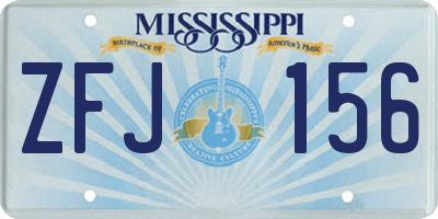 MS license plate ZFJ156