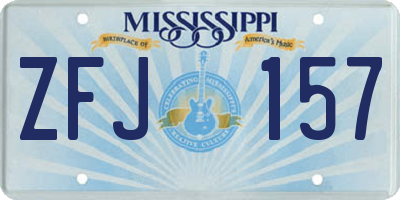 MS license plate ZFJ157