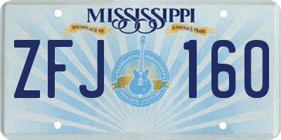 MS license plate ZFJ160
