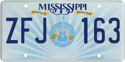 MS license plate ZFJ163