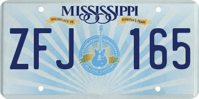 MS license plate ZFJ165