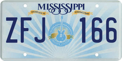 MS license plate ZFJ166