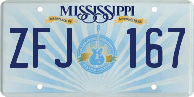 MS license plate ZFJ167