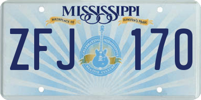 MS license plate ZFJ170