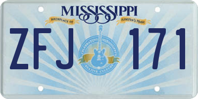 MS license plate ZFJ171