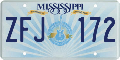 MS license plate ZFJ172