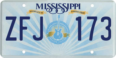 MS license plate ZFJ173