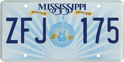 MS license plate ZFJ175