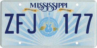 MS license plate ZFJ177