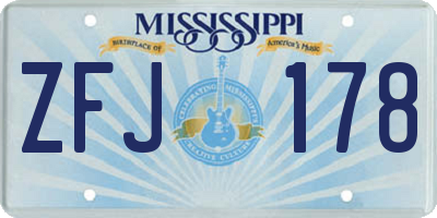 MS license plate ZFJ178