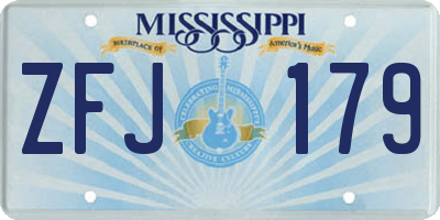 MS license plate ZFJ179