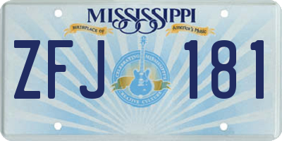 MS license plate ZFJ181