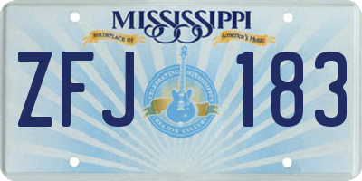 MS license plate ZFJ183