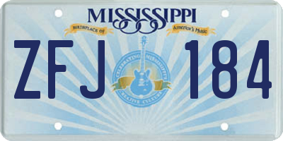 MS license plate ZFJ184