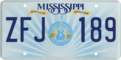 MS license plate ZFJ189