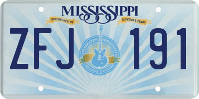 MS license plate ZFJ191
