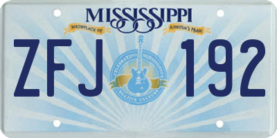 MS license plate ZFJ192