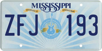 MS license plate ZFJ193