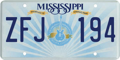 MS license plate ZFJ194