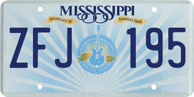 MS license plate ZFJ195