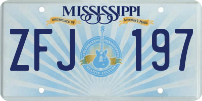 MS license plate ZFJ197