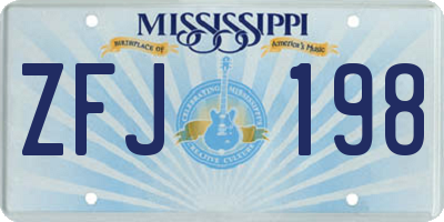 MS license plate ZFJ198