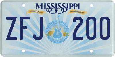 MS license plate ZFJ200