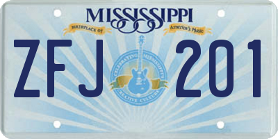 MS license plate ZFJ201