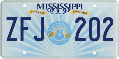 MS license plate ZFJ202