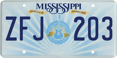 MS license plate ZFJ203