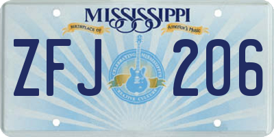 MS license plate ZFJ206
