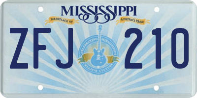 MS license plate ZFJ210