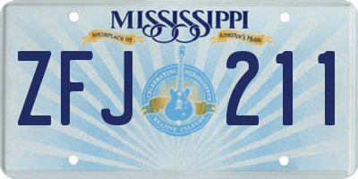 MS license plate ZFJ211