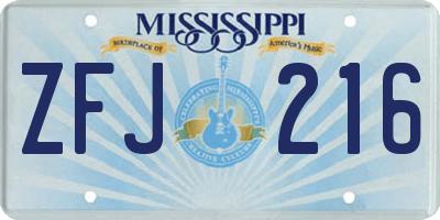 MS license plate ZFJ216