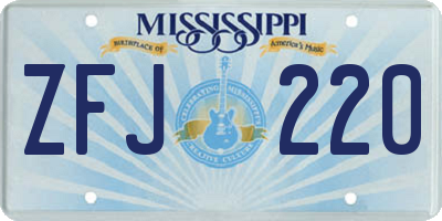 MS license plate ZFJ220