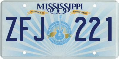 MS license plate ZFJ221
