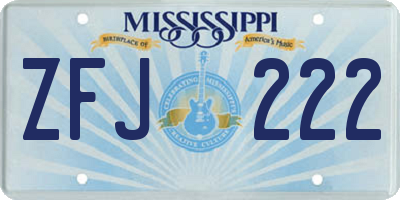 MS license plate ZFJ222